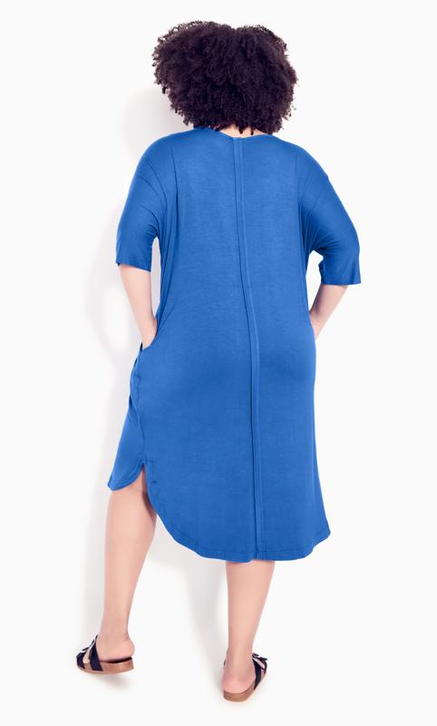 Evans Blue Knit Pocket Plain Dress 2