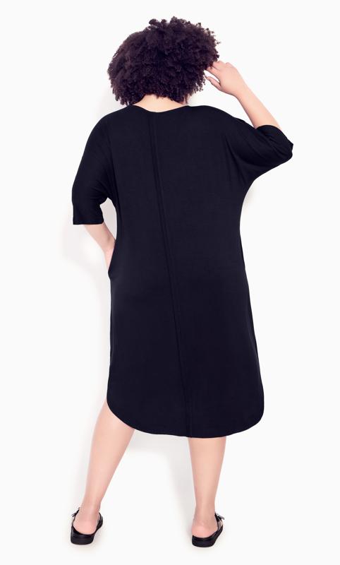 Evans Black Knit Pocket Plain Dress 2