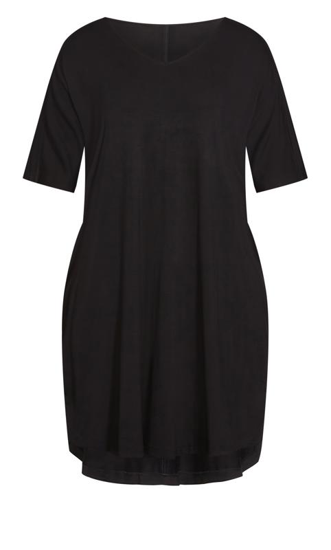 Evans Black Knit Pocket Plain Dress 3