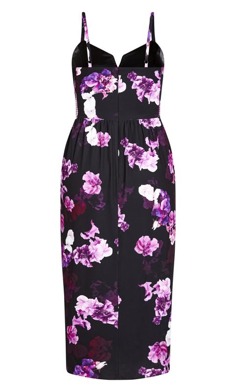 Evans Black & Purple Floral Wrap Midi Dress 5