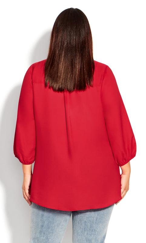 Evans Red Zip Neck Layered Blouse 3