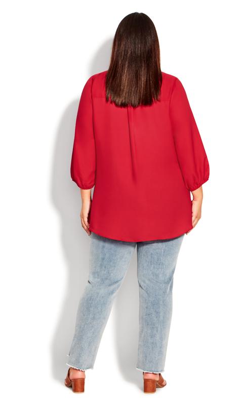 Evans Red Zip Neck Layered Blouse 4