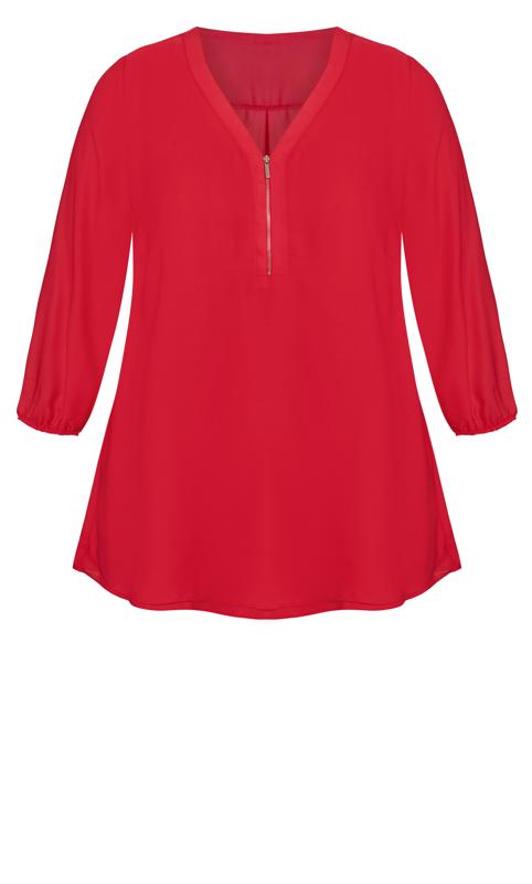 Evans Red Zip Neck Layered Blouse 5