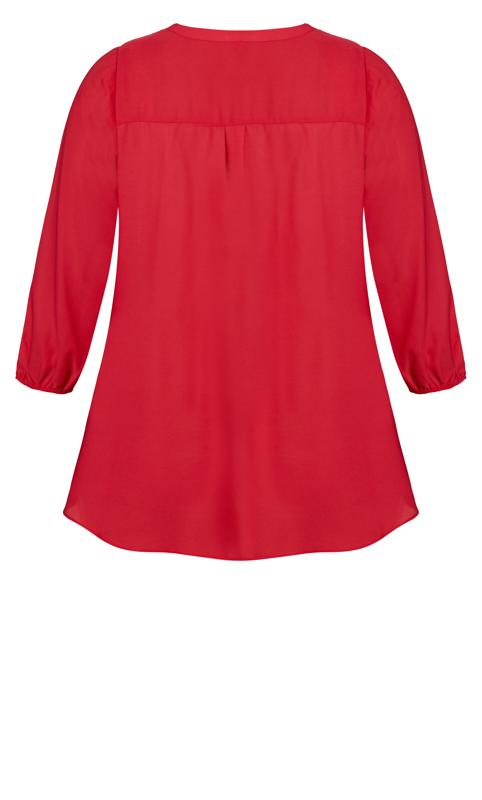 Evans Red Zip Neck Layered Blouse 6