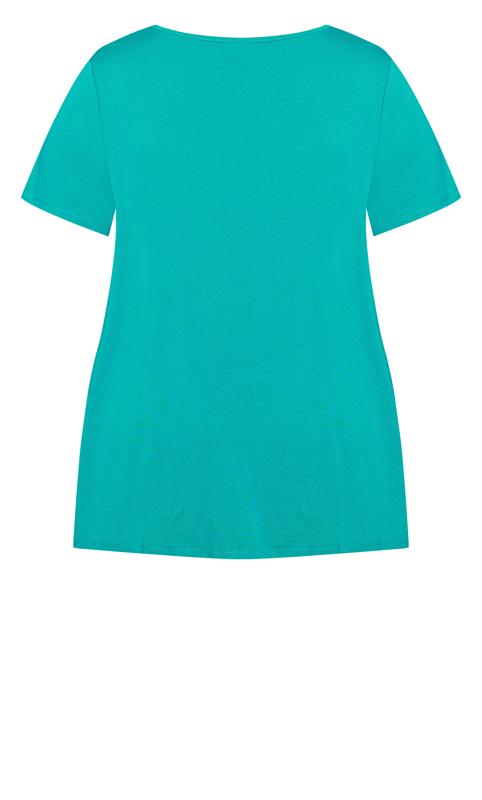 Evans Teal Blue Tie Front Oversized T-Shirt 6