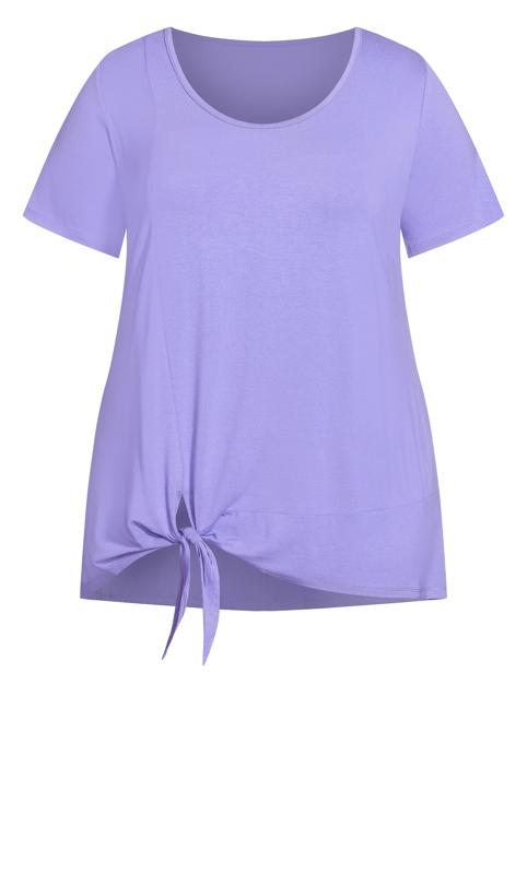 Evans Purple Tie Hem Detail T-Shirt 5