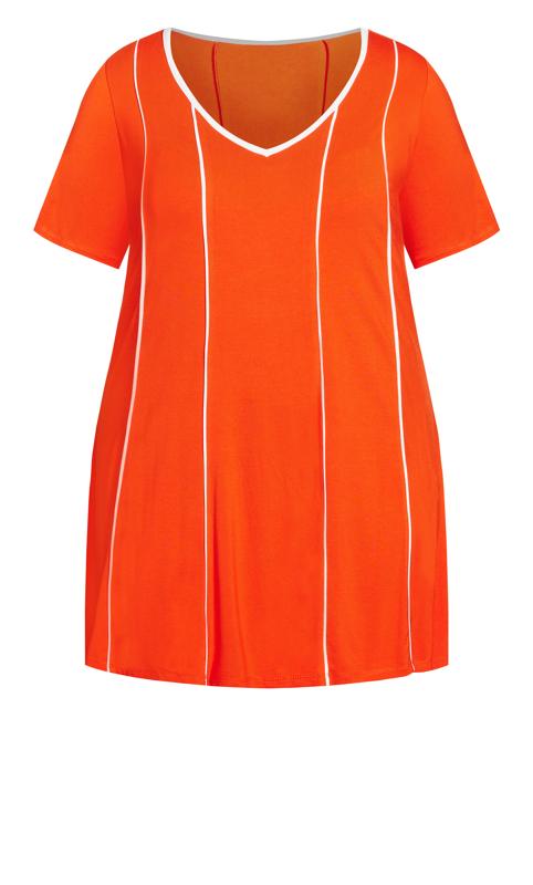 Evans Orange & White Piped Tunic T-Shirt 6