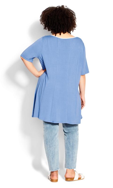 Evans Blue & White Piped Longline Tunic 4