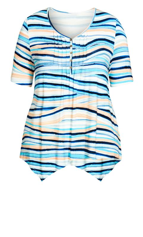 Evans Blue Stripe Hanky Hem Henley T-Shirt 5