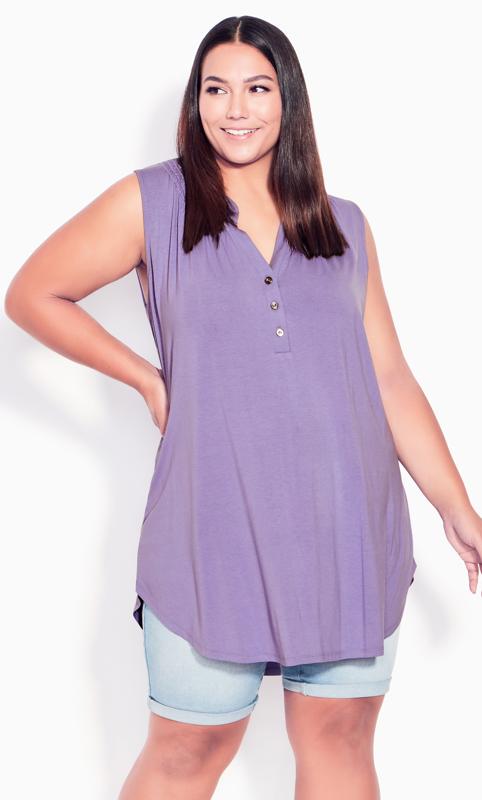  Grande Taille Evans Lilac Purple Henley Tunic Top