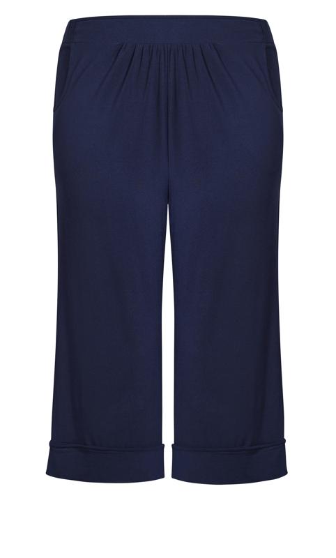 Evans Navy Blue Cropped Wide Leg Trousers 6
