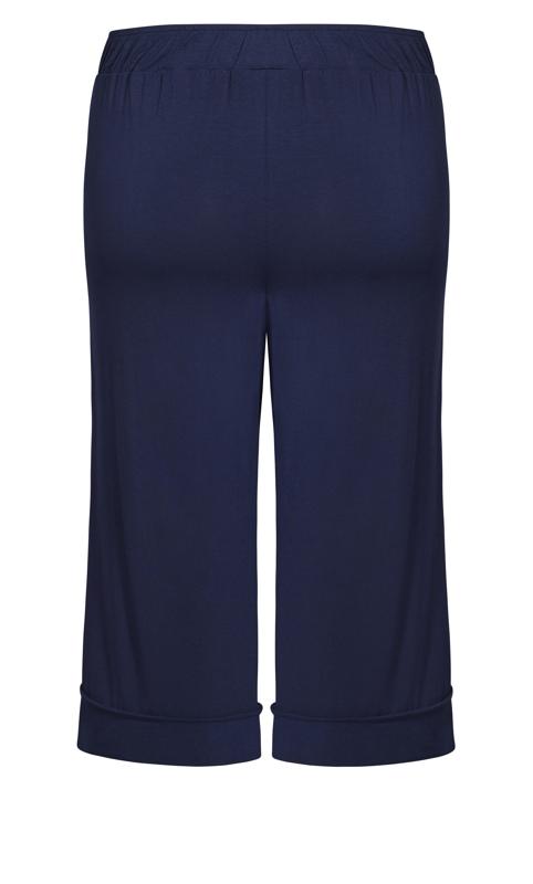 Evans Navy Blue Cropped Wide Leg Trousers 7