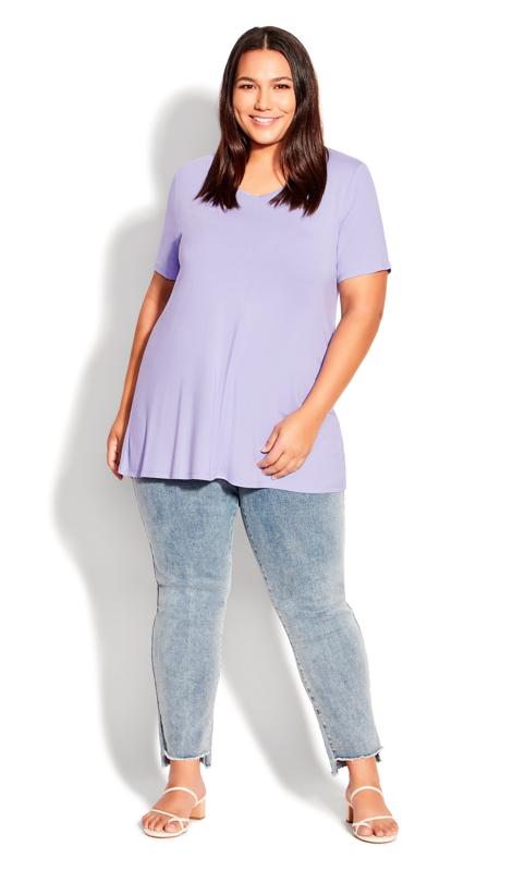 Evans Lilac Purple Longline T-Shirt 1