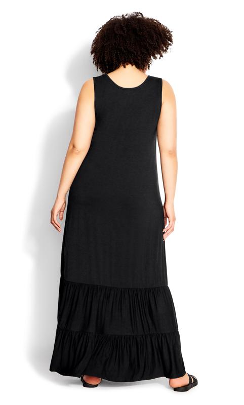 Frill Hem Plain Black Dress 2