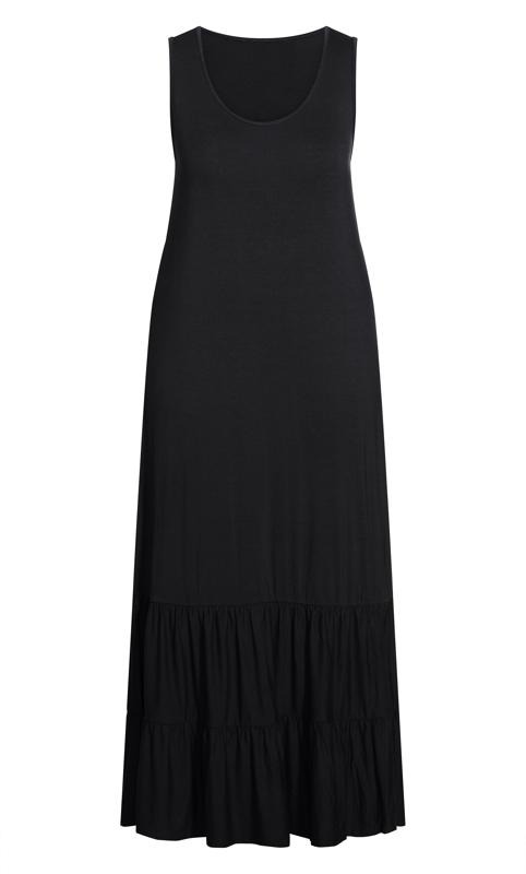 Frill Hem Plain Black Dress 3