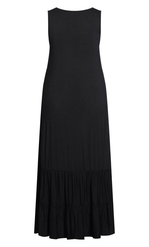 Frill Hem Plain Black Dress 4