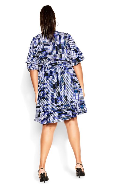 Evans Blue Geometric Print Wrap Dress 3