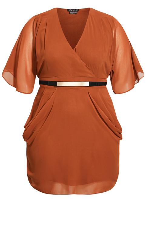 Evans Rust Orange Wrap Front Chiffon Dress 3