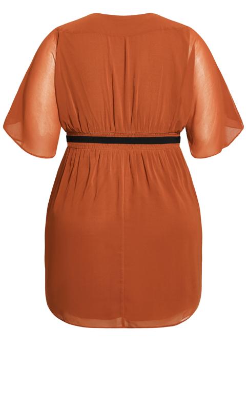 Evans Rust Orange Wrap Front Chiffon Dress 4