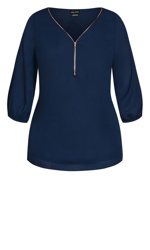 Evans Navy Blue Zip Front Shirt 5