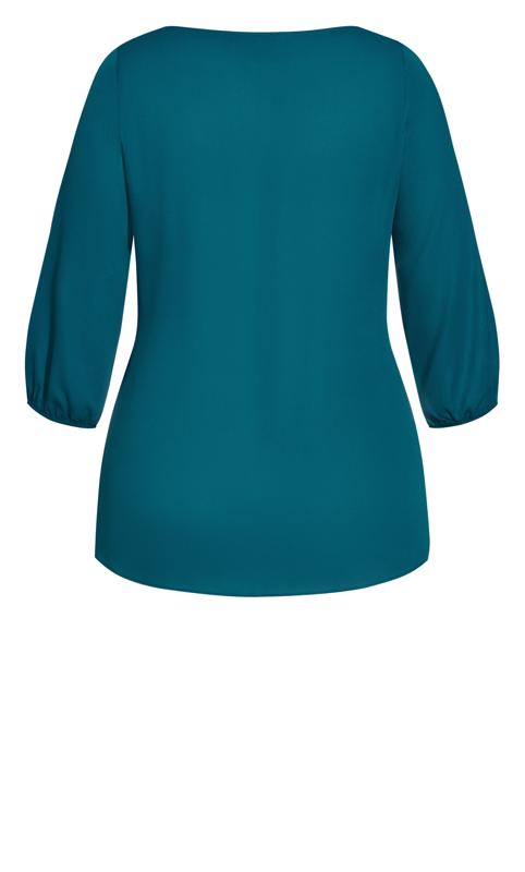City Chic Teal Green Zip Front Blouse 6