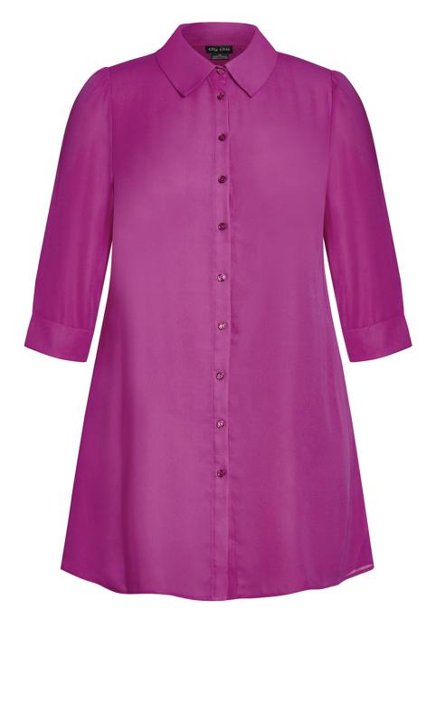 Evans Purple Button Through Tunic Shirt 5