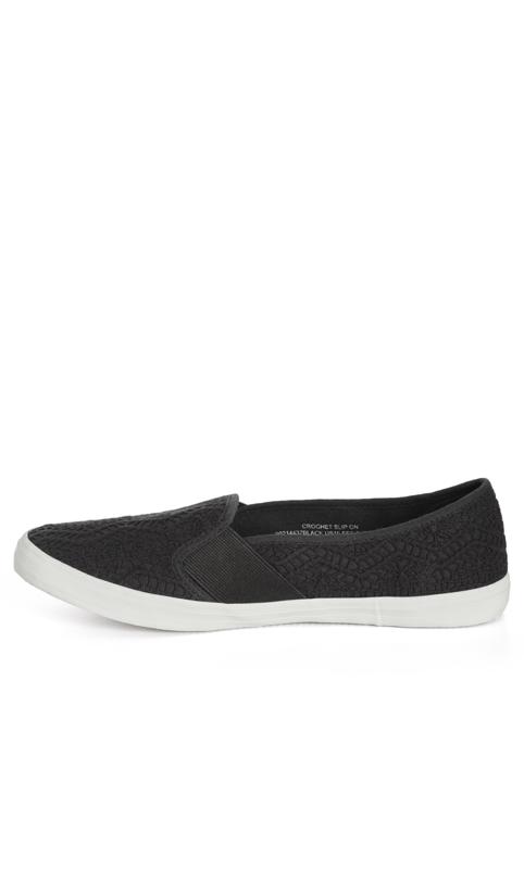 Evans Black Broderie Anglaise Slip On Trainers 4