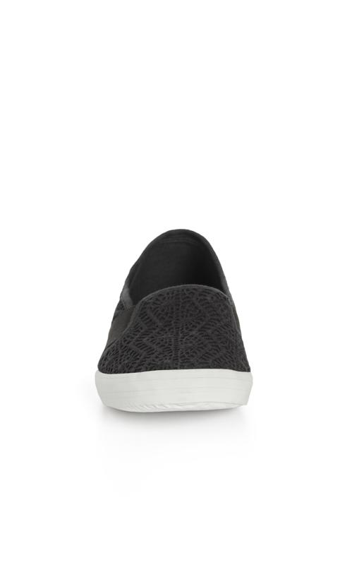 Evans Black Broderie Anglaise Slip On Trainers 5