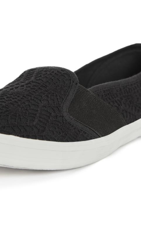 Evans Black Broderie Anglaise Slip On Trainers 7