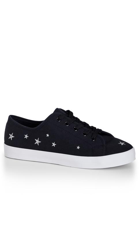 Gloria Black Extra Wide Fit Canvas Trainer 1