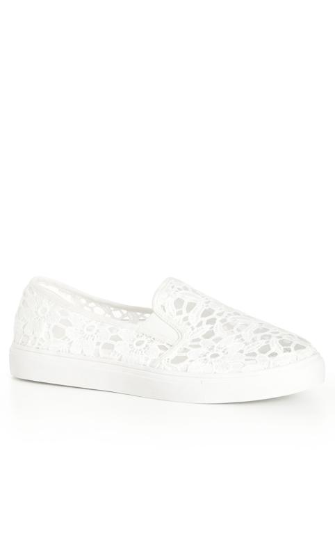 Plus Size  CloudWalkers White WIDE FIT Lace Slip On Trainers
