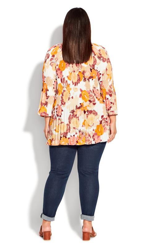 Fairview Pleated Orange Floral Top  4