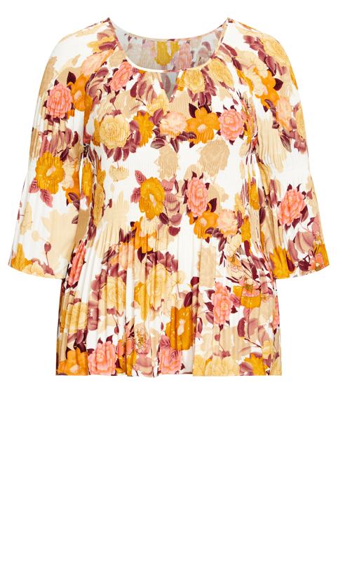 Fairview Pleated Orange Floral Top  5