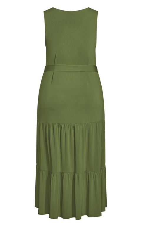 Tiered Plain Olive Maxi Dress 4