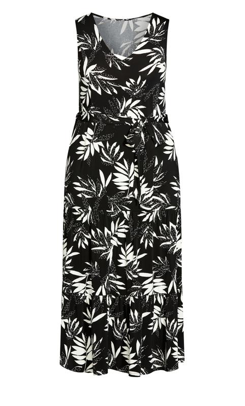 Tiered Plain Mono Palm Maxi Dress 3