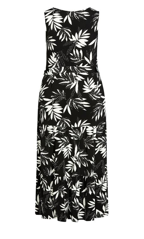 Tiered Plain Mono Palm Maxi Dress 4