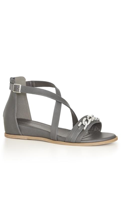  Grande Taille CloudWalkers Grey WIDE FIT Chain Sandals