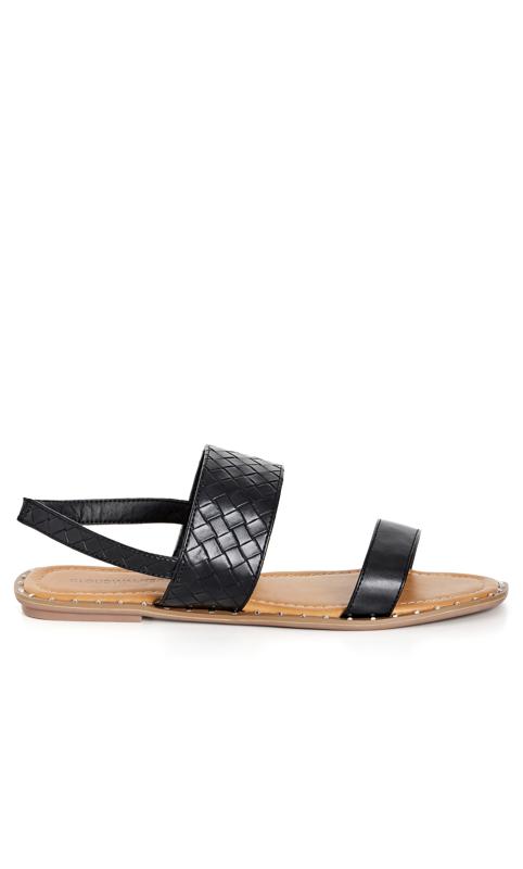 Evans Black Quilted Strap Flat Sandals 2