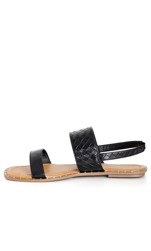 Evans Black Quilted Strap Flat Sandals 4