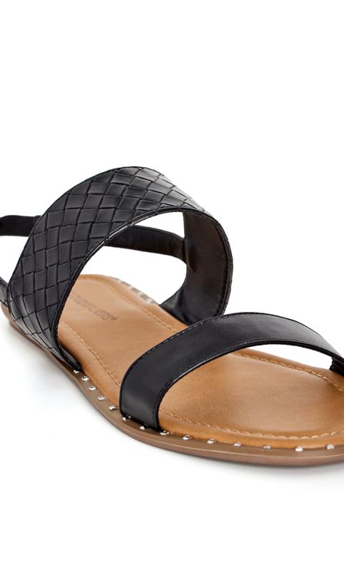 Evans Black Quilted Strap Flat Sandals 6