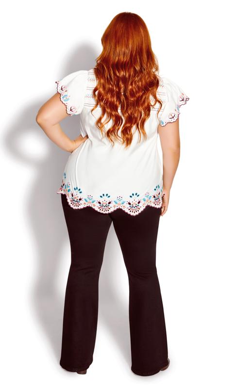 Evans White Scallop Hem Embroidered Top 4
