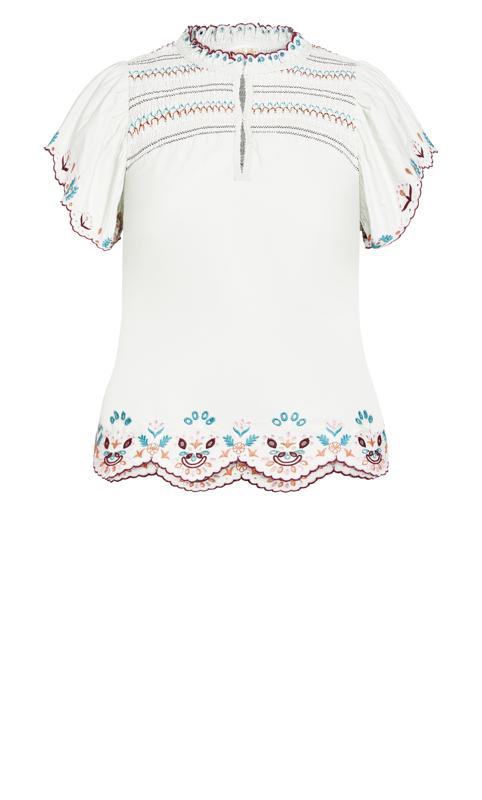 Evans White Scallop Hem Embroidered Top 5
