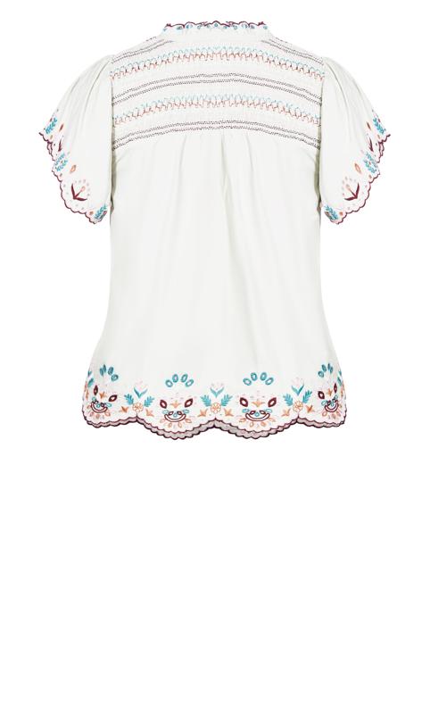 Evans White Scallop Hem Embroidered Top 6