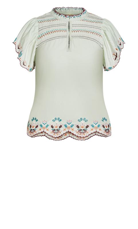 Evans Green Scallop Hem Embroidered Top 5