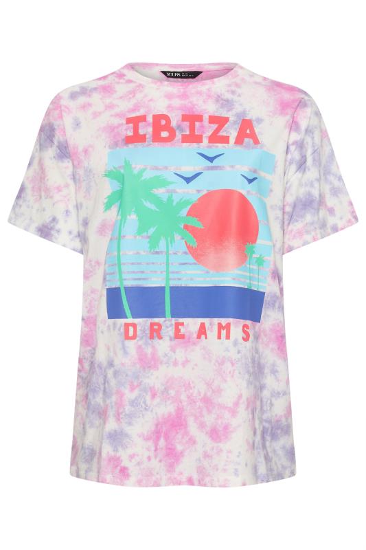 YOURS Plus Size Pink 'Ibiza Dreams' Print Tie Dye T-Shirt | Yours Clothing 5