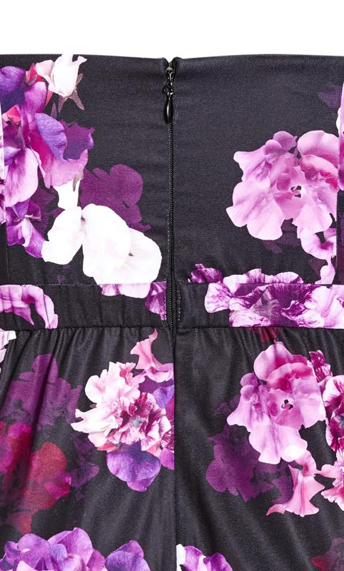 Evans Black & Purple Floral Wide Leg Trousers 6