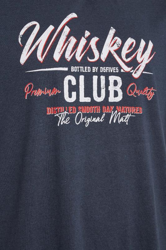 D555 Big & Tall Navy Blue 'Whiskey Club' Printed T-Shirt 4