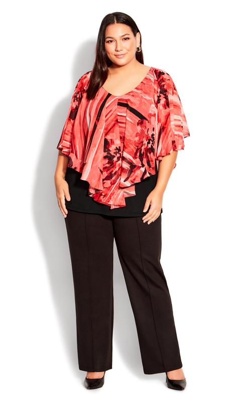 Evans Red Mixed Print Ruffle Blouse 4