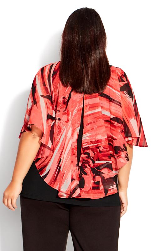 Evans Red Mixed Print Ruffle Blouse 5