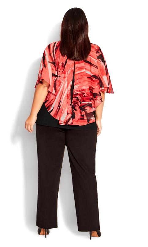 Evans Red Mixed Print Ruffle Blouse 6